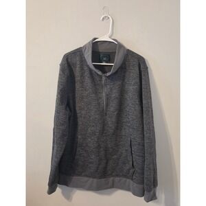 Arthur Beale Quarter Zip Pullover Men XL Gray Casual Quilted Elbow Patch Sweater